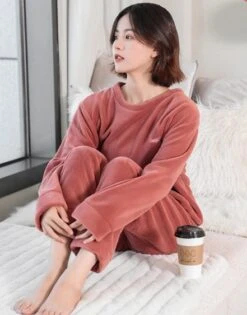 Pyjama Cocooning En Molleton De Corail Pour Femme • Moment Cocooning