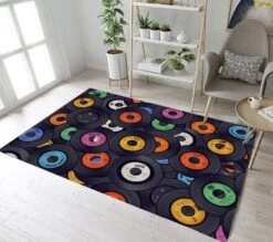 Tapis Avec Motifs De Disques Vinyles • Moment Cocooning