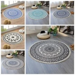 Tapis Rond Imprimé Mandala Antidérapant • Moment Cocooning
