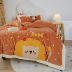 Couverture Douillette Petit Lion Orange 3 Pièces • Moment Cocooning -Maison Série 2877 1f9594