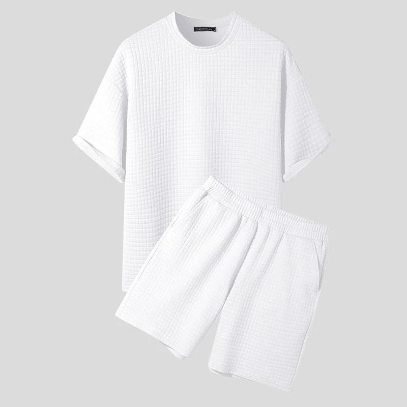 Ensemble D'été Décontracté Pour Hommes En Tissu Gaufré • Moment Cocooning 6 Ensemble D'été Décontracté Pour Hommes En Tissu Gaufré • Moment Cocooning – Image 4