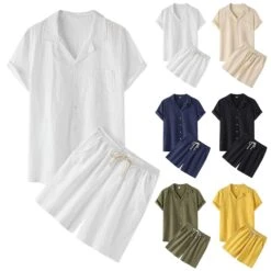 Chemise Et Short En Coton Uni Pour Homme • Moment Cocooning