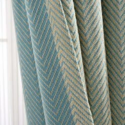 Rideaux En Chenille à Rayures Bleues • Moment Cocooning