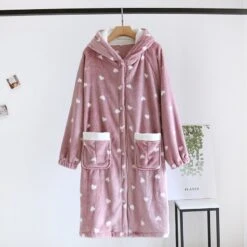 Peignoir Cocooning à Capuche Imprimé Coeur • Moment Cocooning -Maison Série 69347 yzomz9