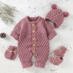 Barboteuse En Tricot Pour Bébé Avec Gants, Chaussons Et Bonnet • Moment Cocooning -Maison Série 71453 nzqywp