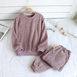 Ensemble De Pyjama En Peluche Côtelé Pour Femme • Moment Cocooning -Maison Série 73104 tq0g7o