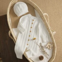 Barboteuse Tricotée En Laine Et Bonnet Pour Bébé • Moment Cocooning -Maison Série 75787 ynq0sg