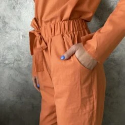 Ensemble Cocooning En Coton Et Lin, Pantalon Droit Et Haut Col Bateau • Moment Cocooning -Maison Série 76791 u8nhon scaled 1