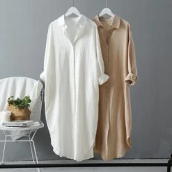 Robe Chemise Cocooning En Coton Et Lin • Moment Cocooning -Maison Série 77442 50t73h