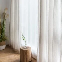 Rideau Léger En Coton Et Lin à Rayures • Moment Cocooning -Maison Série 78689 xsyt7b