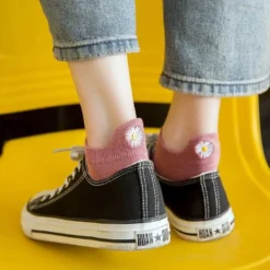 Chaussettes Marguerites • Moment Cocooning -Maison Série Chaussettes cor ennes d t pour femmes jolies chaussettes fleurs 3