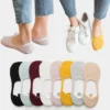 Lot De 5 Paires De Chaussettes En Coton à Coupe Basse Pour Femme • Moment Cocooning -Maison Série Chaussettes en coton coupe basse pour femmes 5 paires solides souples en Silicone antid rapantes pour