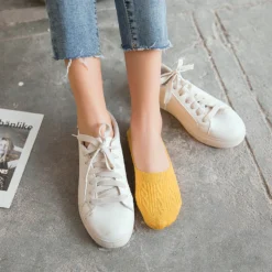 Lot De 5 Paires De Chaussettes En Coton à Coupe Basse Pour Femme • Moment Cocooning -Maison Série Chaussettes en coton coupe basse pour femmes 5 paires solides souples en Silicone antid rapantes pour 2