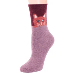 Chaussettes Félines • Moment Cocooning -Maison Série Chaussettes en laine pour femmes 5 paires Vintage motif Animal chat chaussettes chaudes paisses confortables tricot 3