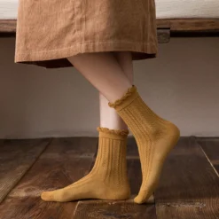 Chaussettes à Volants • Moment Cocooning -Maison Série Chaussettes volants pour femmes kawaii calcetines de la mujer mignonnes femmes meias mujer skarpetki meia calcetas 3