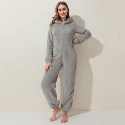 Pyjama Combinaison Polaire, Moelleux Et Chaud Pour Femme • Moment Cocooning -Maison Série Hiver chaud Pyjamas femmes Onesies moelleux polaire combinaisons v tements de nuit ensemble grande taille capuche