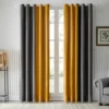 Rideau Occultant En Velours Bi-color • Moment Cocooning -Maison Série Rideaux occultants en velours jaune gris pour la chambre coucher rideau couture salon