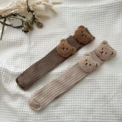 Chaussettes Montantes En Coton Avec Un Ours En Peluche Pour Bébé  • Moment Cocooning