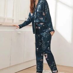 Ensemble De Pyjama En Satin Imprimé Floraux • Moment Cocooning -Maison Série psbv